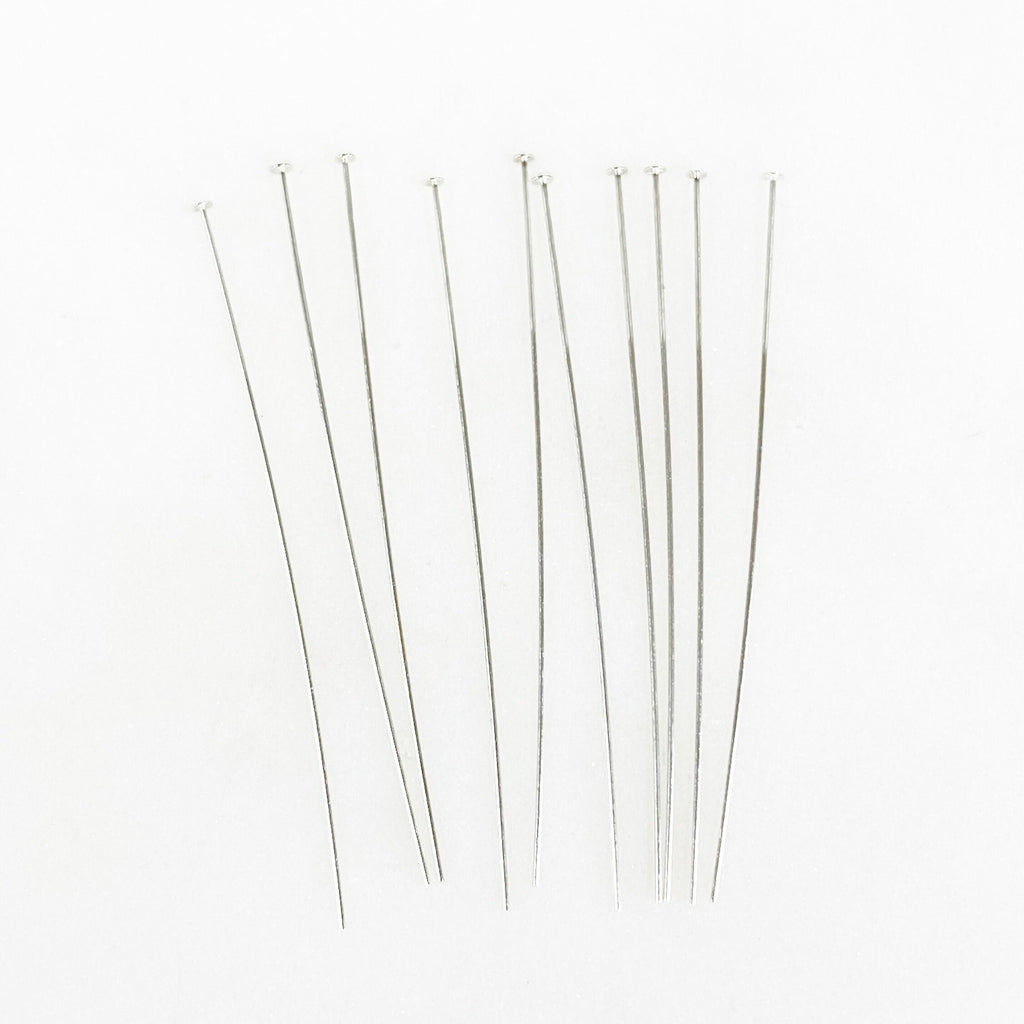 Sterling Silver 1.5 Inch Thin Head Pin 26 Gauge Pin (10pc)
