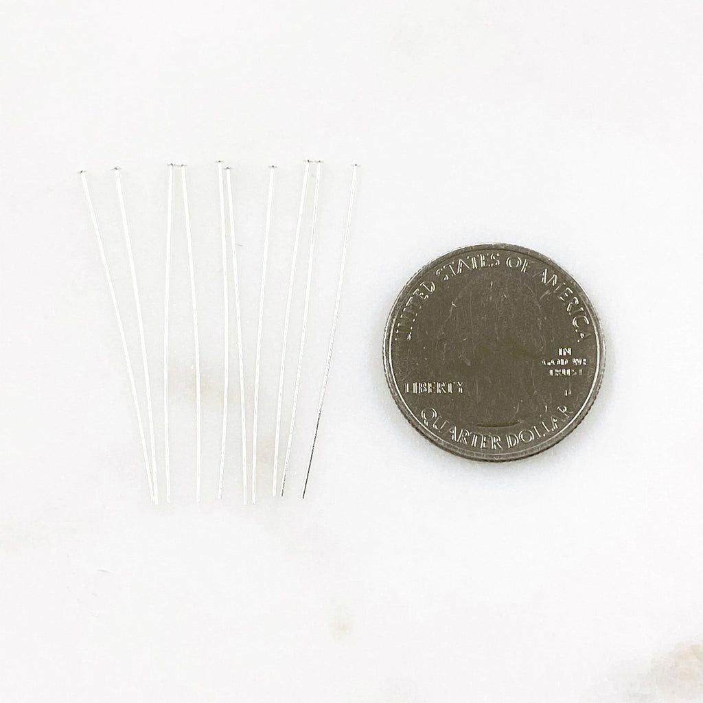 Sterling Silver 1.5 Inch Thin Head Pin 26 Gauge Pin (10pc)