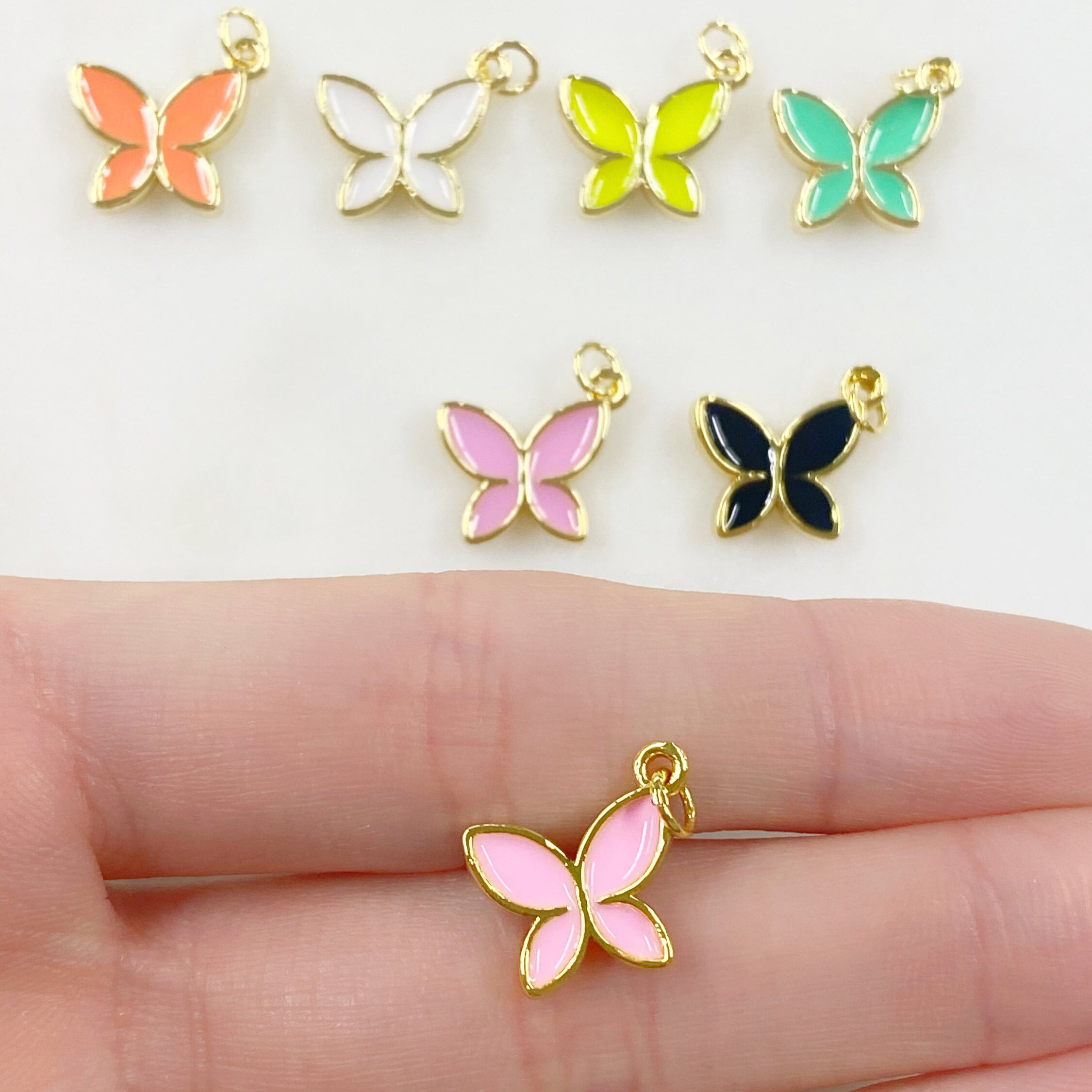 Gold Plated Classic Butterfly Charm Enamel Butterfly Spring Fun