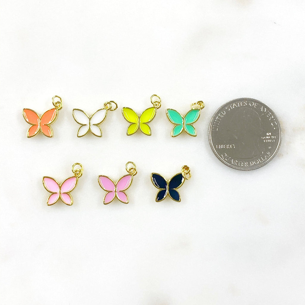 Gold Plated Classic Butterfly Charm Enamel Butterfly Spring Fun