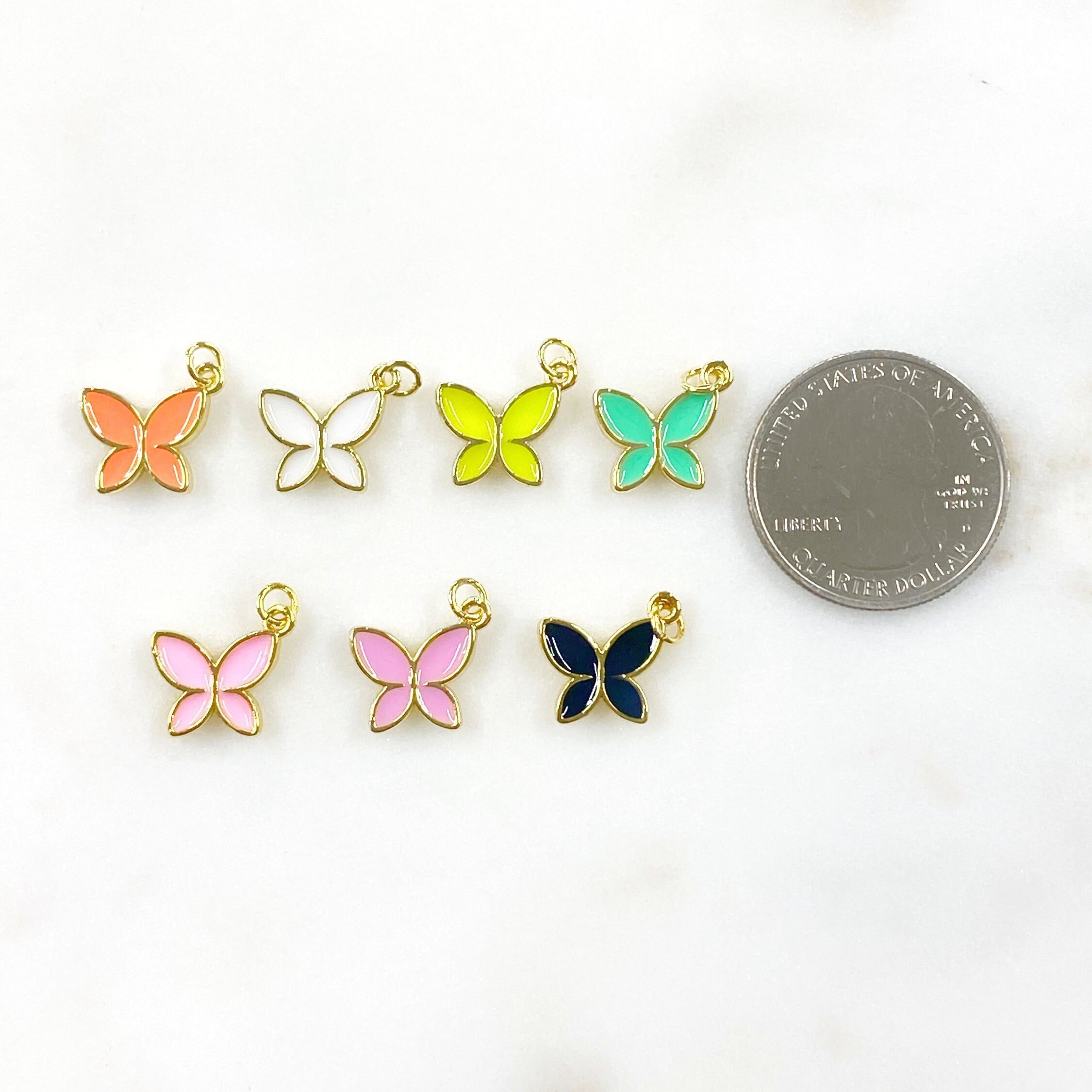 Gold Plated Classic Butterfly Charm Enamel Butterfly Spring Fun