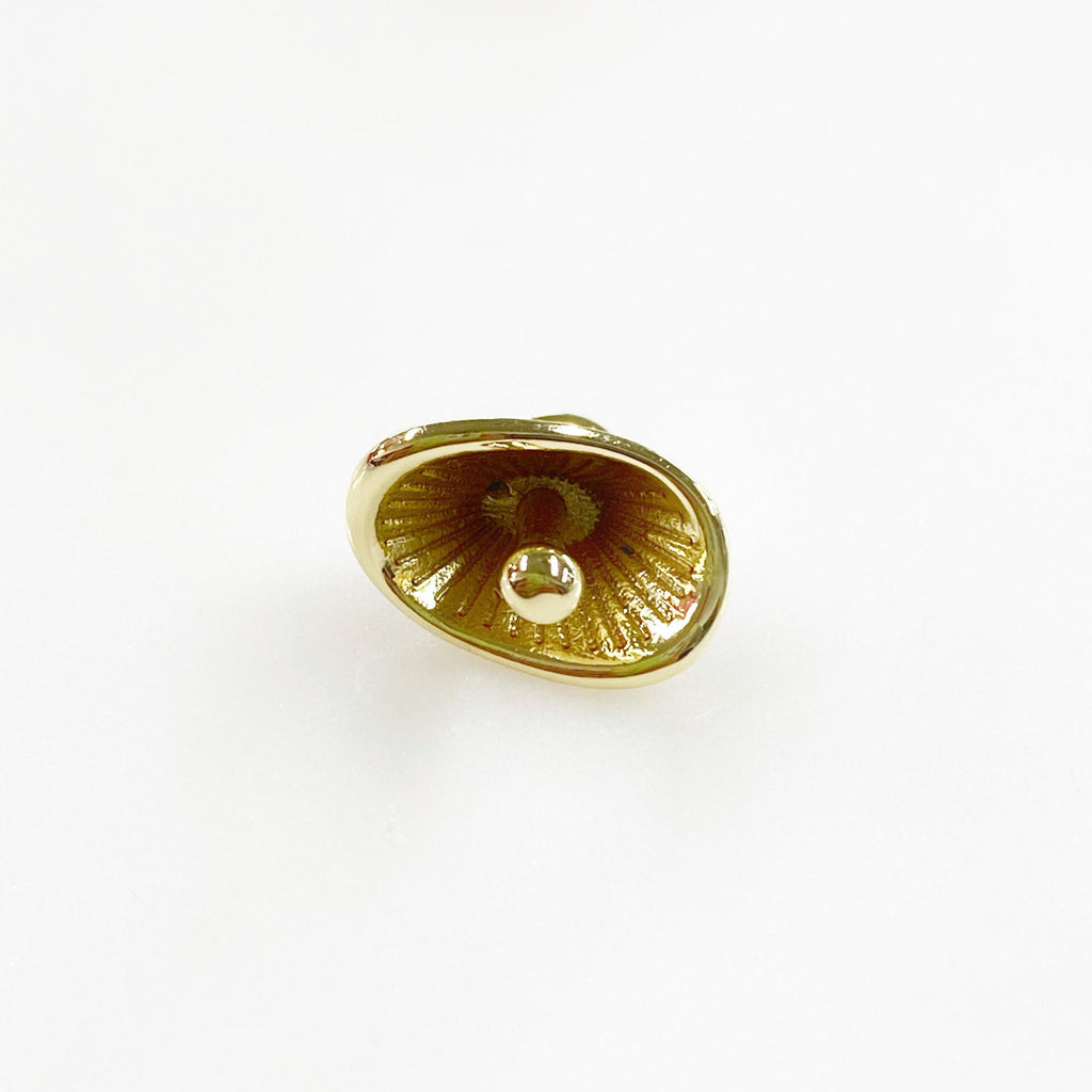 Gold Plated Polka Dot Mushroom Charm Enamel Mushroom White and Pink