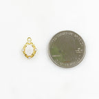 14mmx9mm Gold Plated Cracked Crystal Quartz Charm Opal Cubic Zirconia Gem