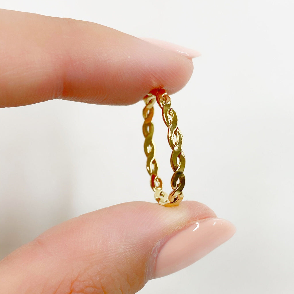 Gold Filled or Vermeil Thin 14Kt Braided Ring Ready to Wear 2.4mm Size 7 Ring