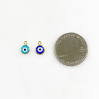 Gold Plated Classic Double Sided Evil Eye Charm Rim Glass Charm