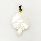 33mmx21mm Gold Plated Mother of Pearl Mushroom Charm Smooth Detailed Pearl