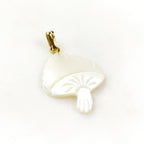 33mmx21mm Gold Plated Mother of Pearl Mushroom Charm Smooth Detailed Pearl