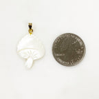 33mmx21mm Gold Plated Mother of Pearl Mushroom Charm Smooth Detailed Pearl