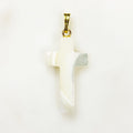 Gold Plated Mother of Pearl Cross Charm Religious Pearl Charm