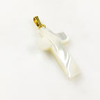 Gold Plated Mother of Pearl Cross Charm Religious Pearl Charm
