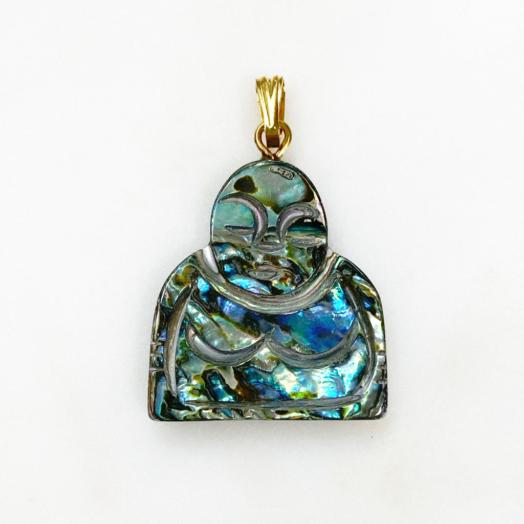 Gold Plated Abalone Shell Buddha Charm Spiritual Detailed Shell - Style 2