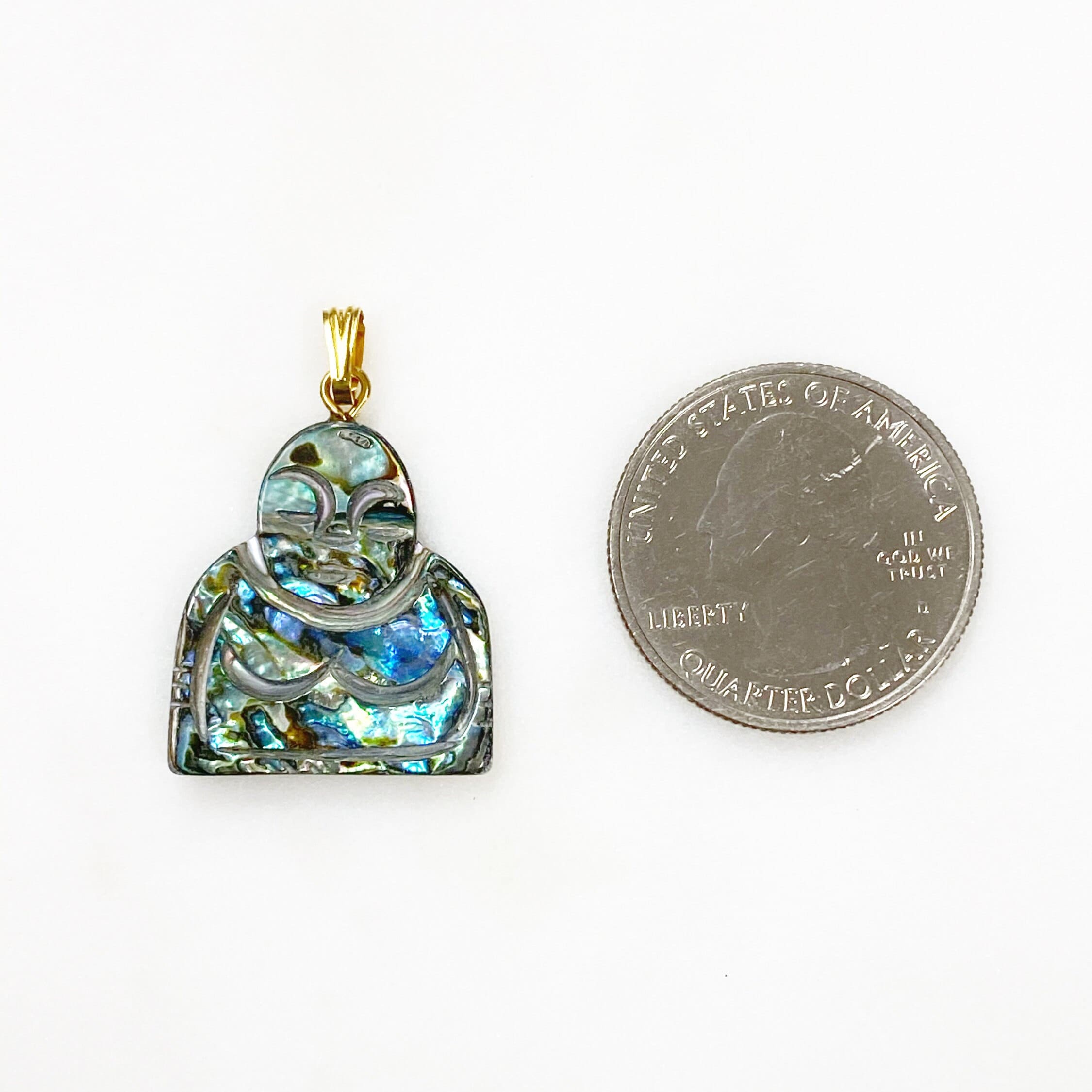 Gold Plated Abalone Shell Buddha Charm Spiritual Detailed Shell
