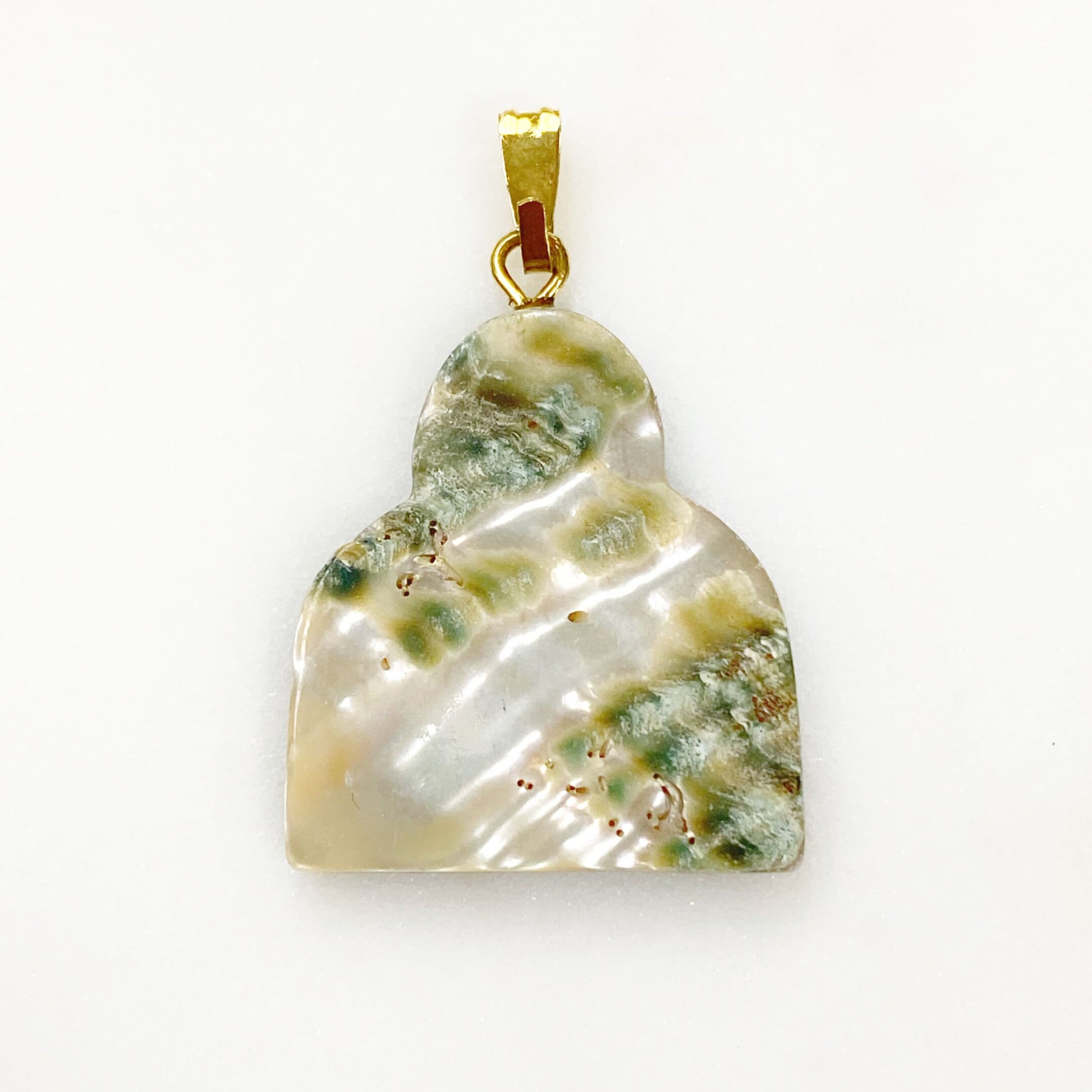 Gold Plated Abalone Shell Buddha Charm Spiritual Detailed Shell