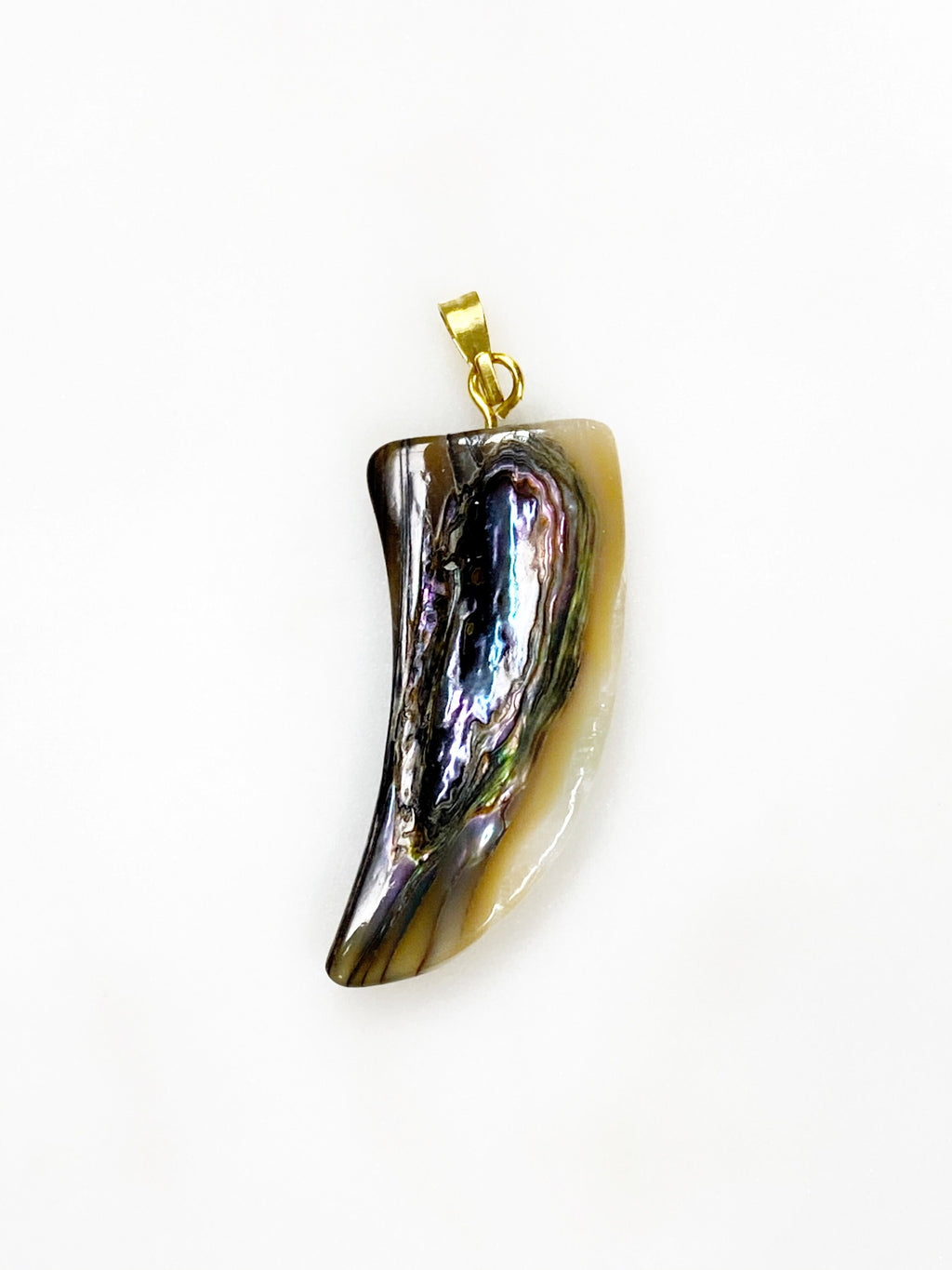 Gold Plated Large Abalone Shell Pendant Charm Loop Shell Shark