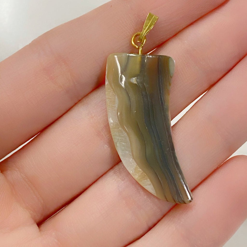 Gold Plated Large Abalone Shell Pendant Charm Loop Shell Shark