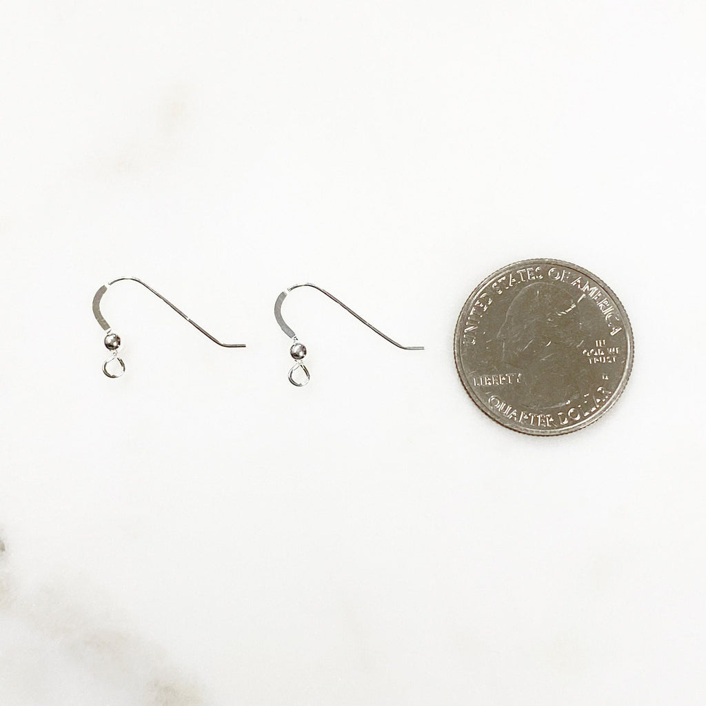 22mmx14mm Sterling Silver Earring Wire with Ball Ear Wires Earring Hook (2pc)