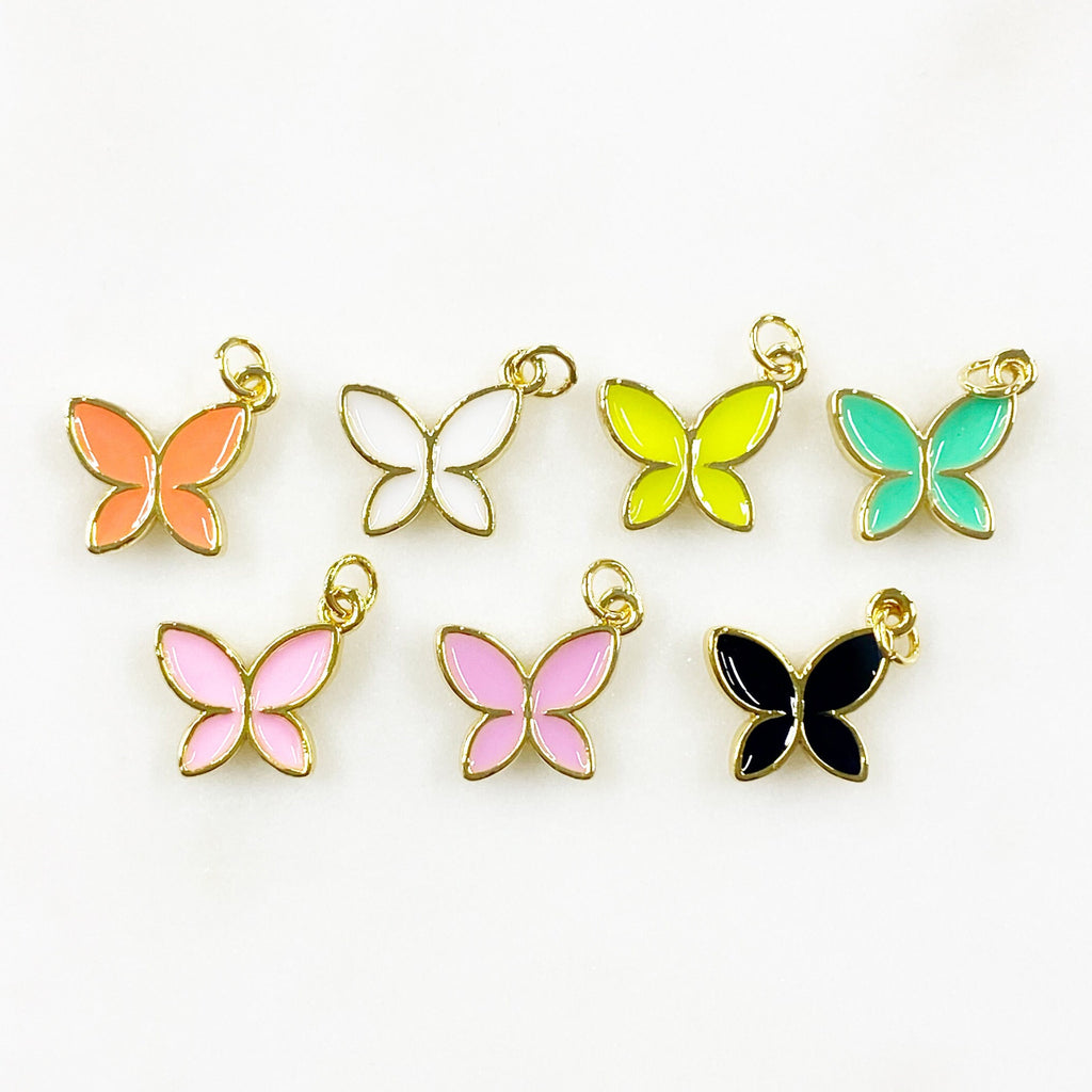 Gold Plated Classic Butterfly Charm Enamel Butterfly Spring Fun