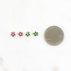 Gold Plated Tiny Cubic Zirconia Pavé Green or Ruby Flower Charm