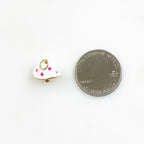 Gold Plated Polka Dot Mushroom Charm Enamel Mushroom White and Pink