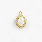 14mmx9mm Gold Plated Cracked Crystal Quartz Charm Opal Cubic Zirconia Gem