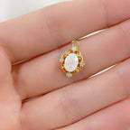 14mmx9mm Gold Plated Cracked Crystal Quartz Charm Opal Cubic Zirconia Gem