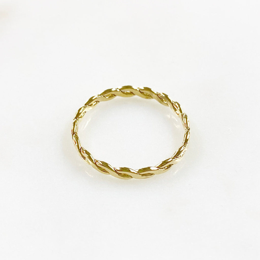Gold Filled or Vermeil Thin 14Kt Braided Ring Ready to Wear 2.4mm Size 7 Ring