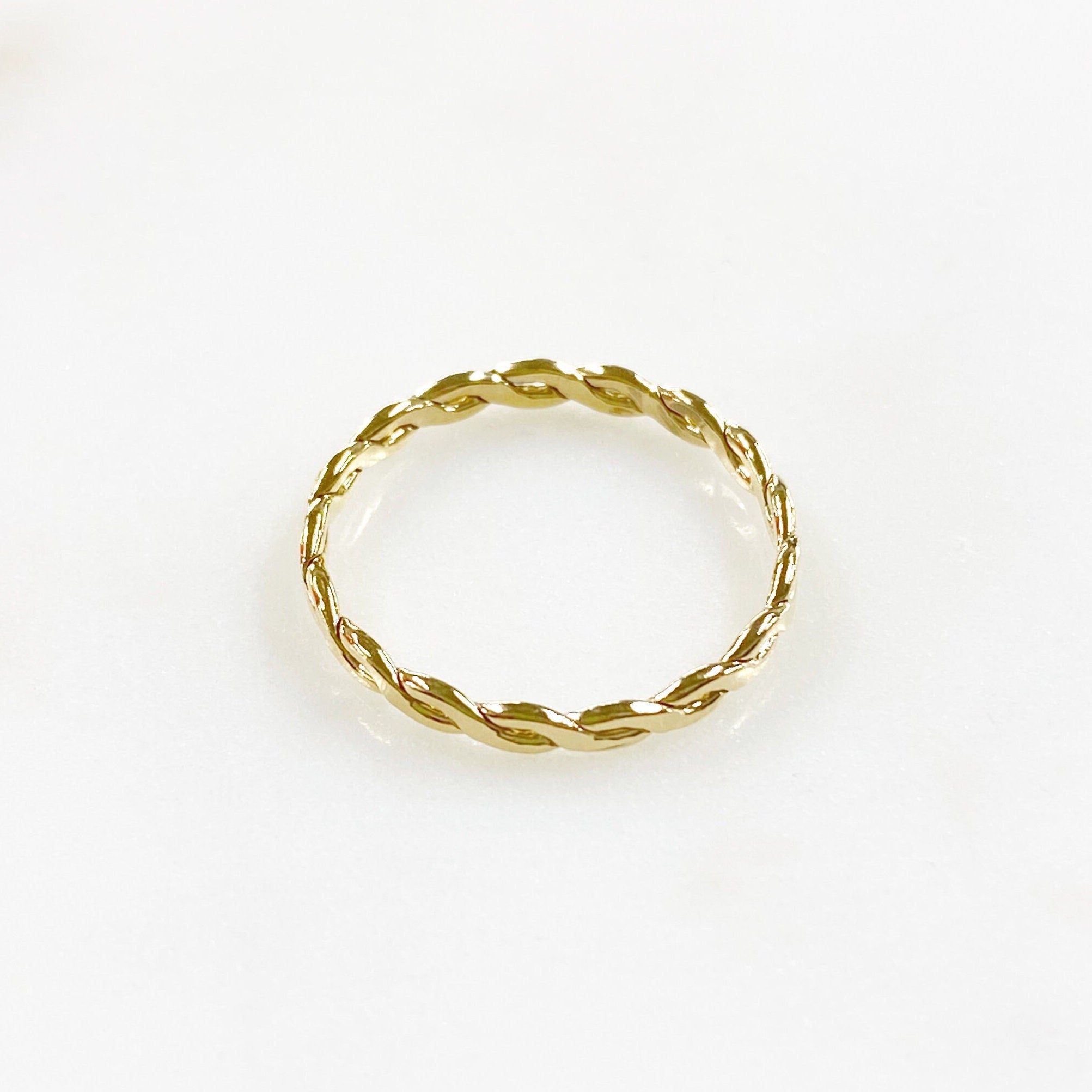Gold Filled or Vermeil Thin 14Kt Braided Ring Ready to Wear 2.4mm Size 7 Ring