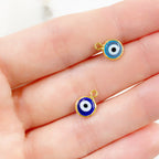 Gold Plated Classic Double Sided Evil Eye Charm Rim Glass Charm