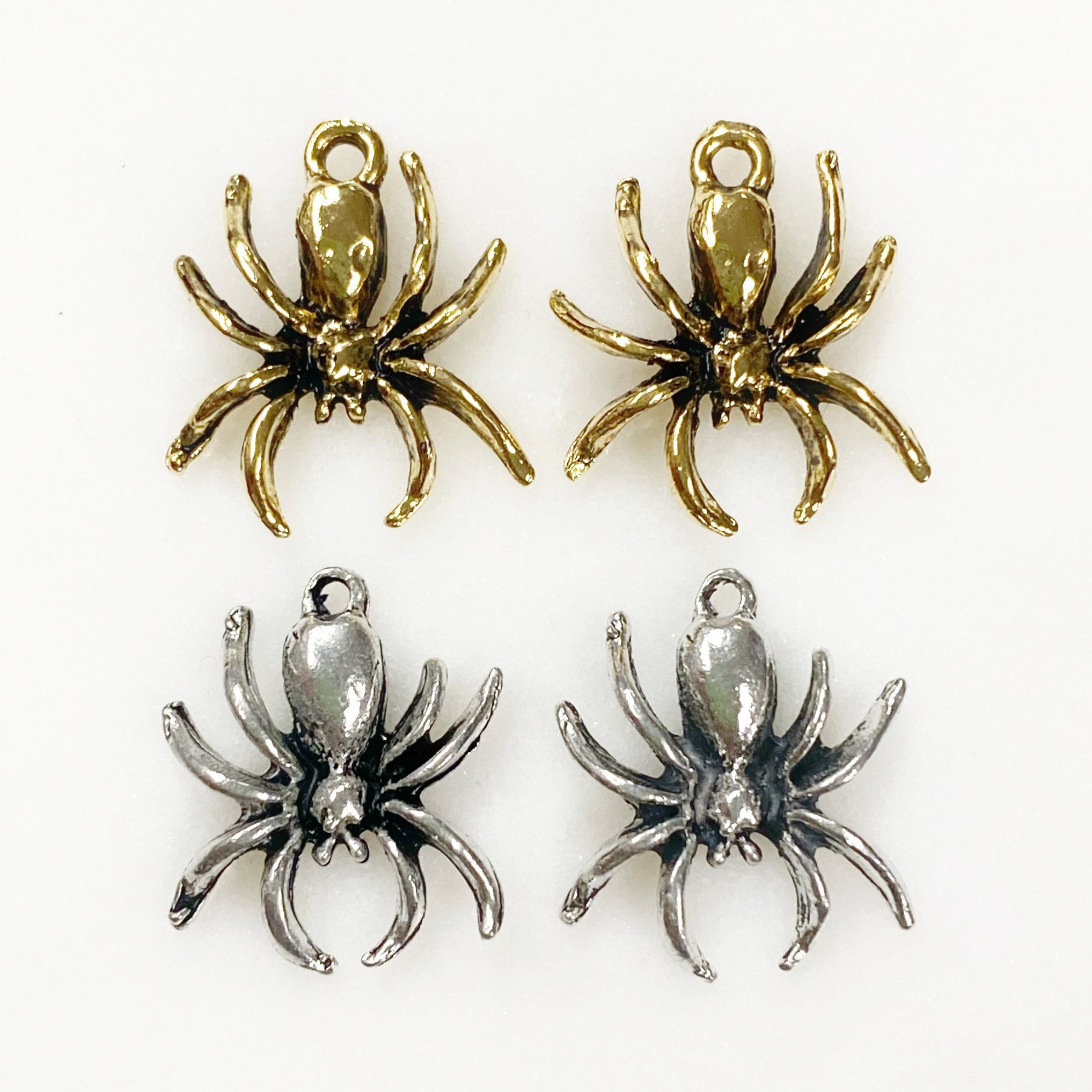 16mmx18mm Pewter Spider Charm Detailed Spider Antique Gold or Antique (2pc)