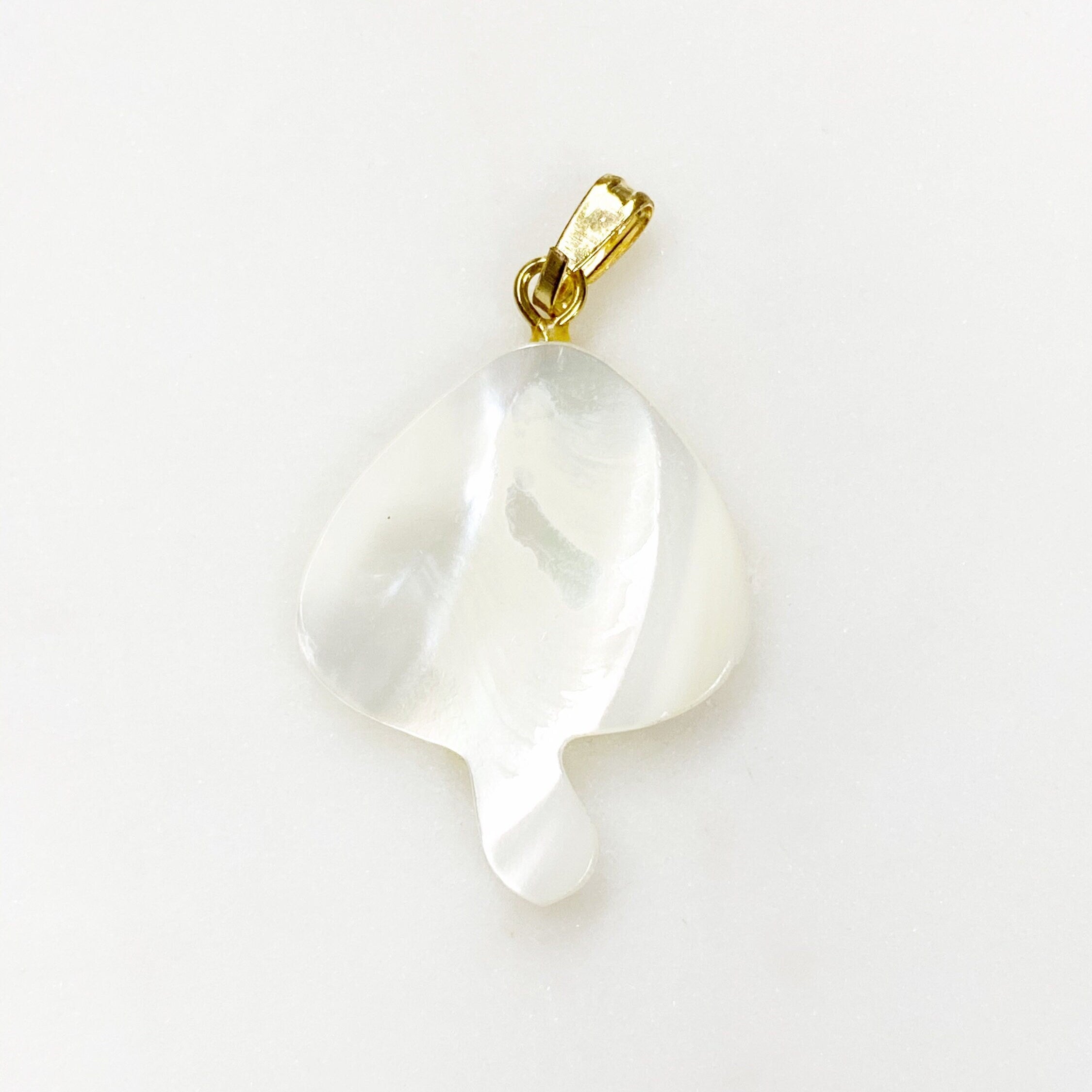 33mmx21mm Gold Plated Mother of Pearl Mushroom Charm Smooth Detailed Pearl