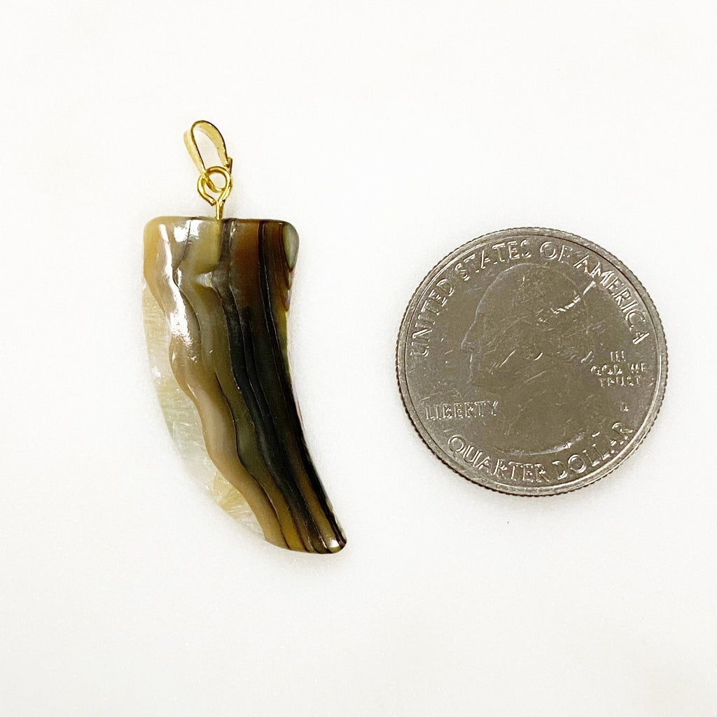 Gold Plated Large Abalone Shell Pendant Charm Loop Shell Shark