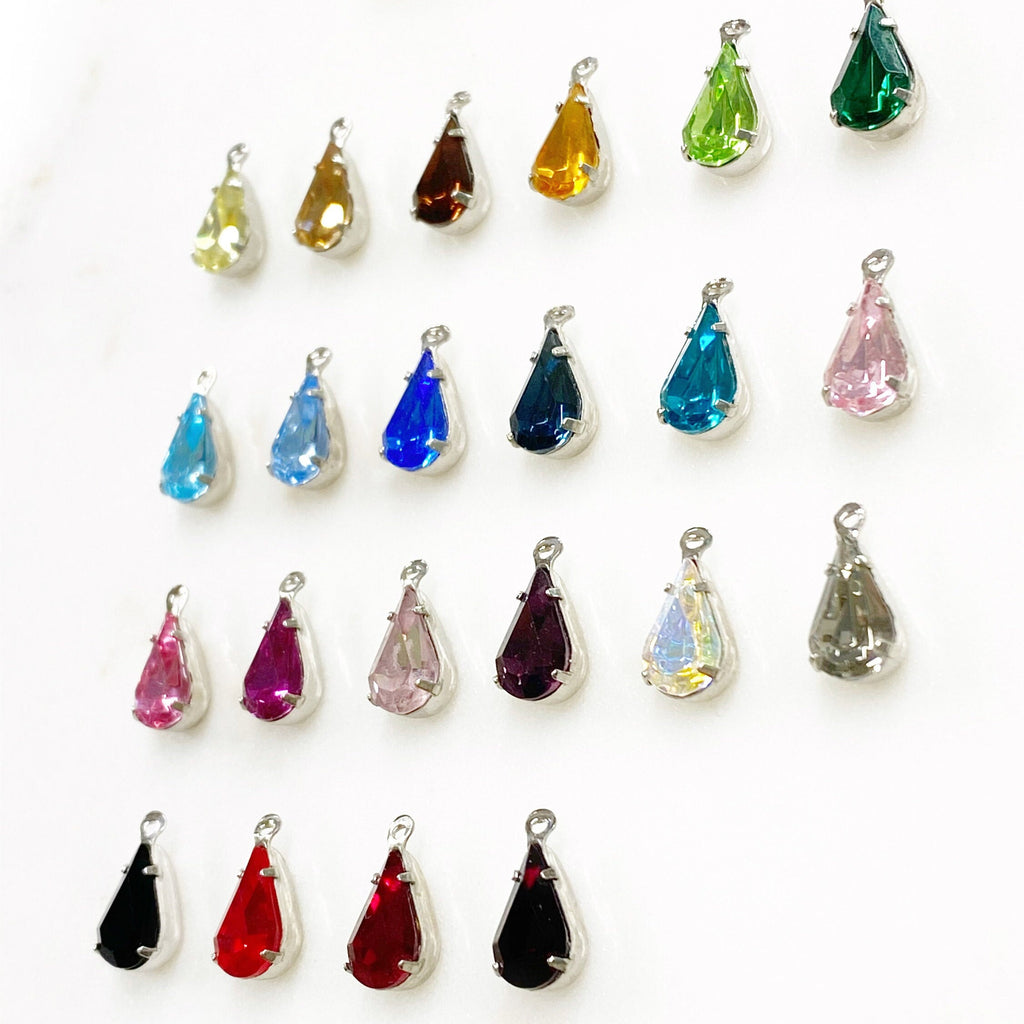 Base Metal Swarovski Crystal Tear Drop Rhinestone Crystal Beads (5pc)