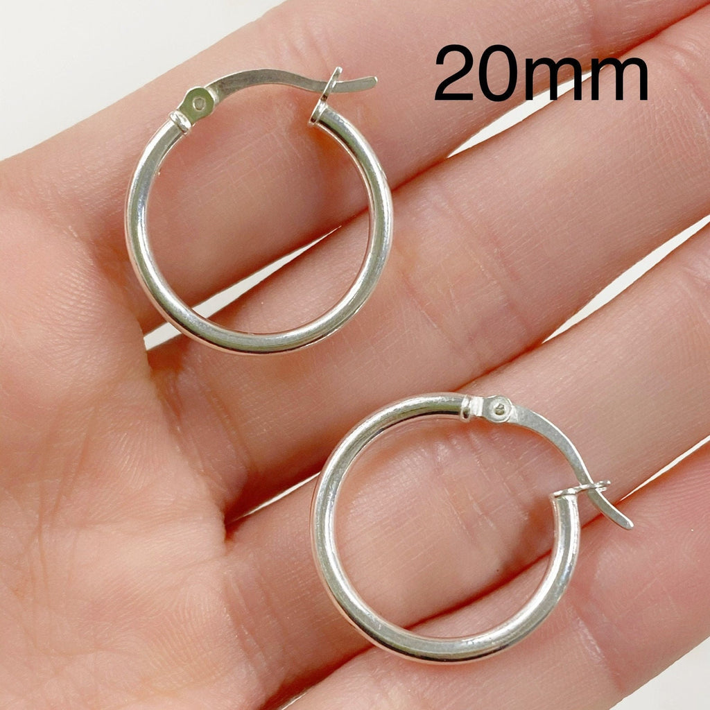 Sterling Silver Thick Flex Tube Hoop Earrings 20mm 18mm 15mm 12mm (2pc)