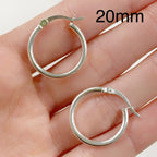 Sterling Silver Thick Flex Tube Hoop Earrings 20mm 18mm 15mm 12mm (2pc)