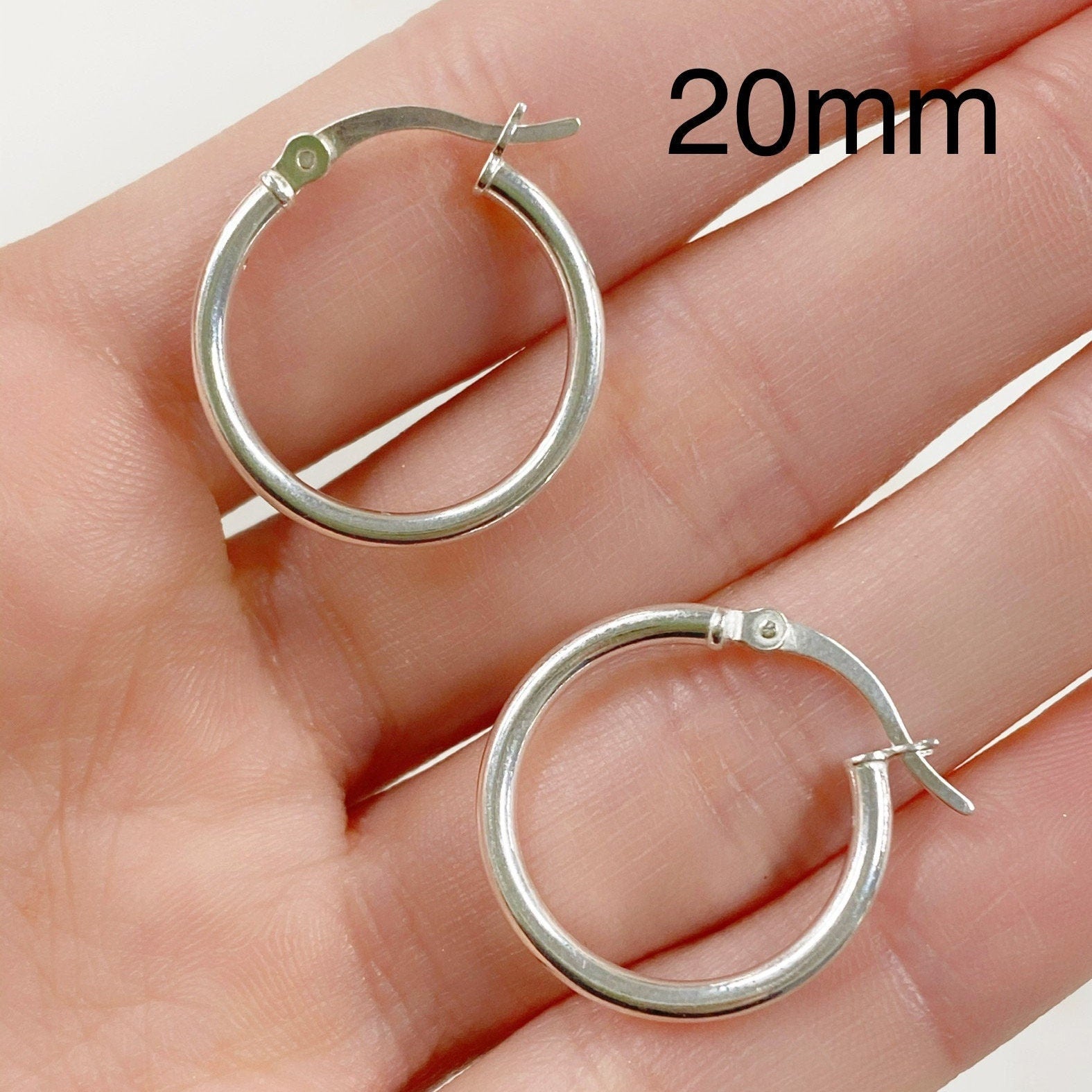 Sterling Silver Thick Flex Tube Hoop Earrings 20mm 18mm 15mm 12mm (2pc)