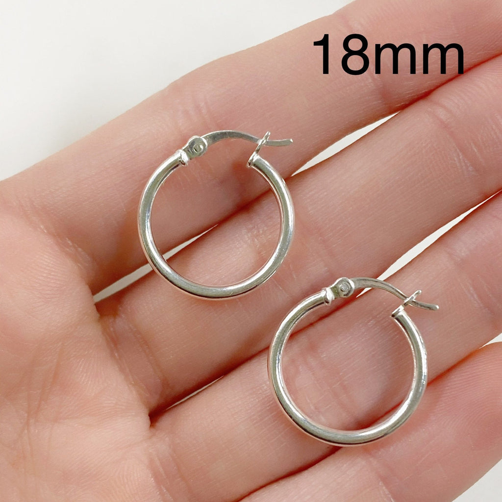 Sterling Silver Thick Flex Tube Hoop Earrings 20mm 18mm 15mm 12mm (2pc)