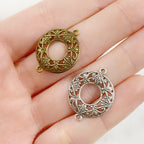 Pewter Detailed Connector Charm Filigree Antique Silver (2pc)