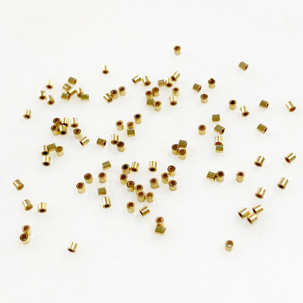 1mm 14K Gold Filled Crimp Beads Teeny Tiny Bead Findings (100pc)