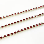 2 Mm Brass 100% Swarovski Crystal Siam Rhinestone Chain – Sold by the Foot