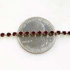 2 Mm Brass 100% Swarovski Crystal Siam Rhinestone Chain – Sold by the Foot