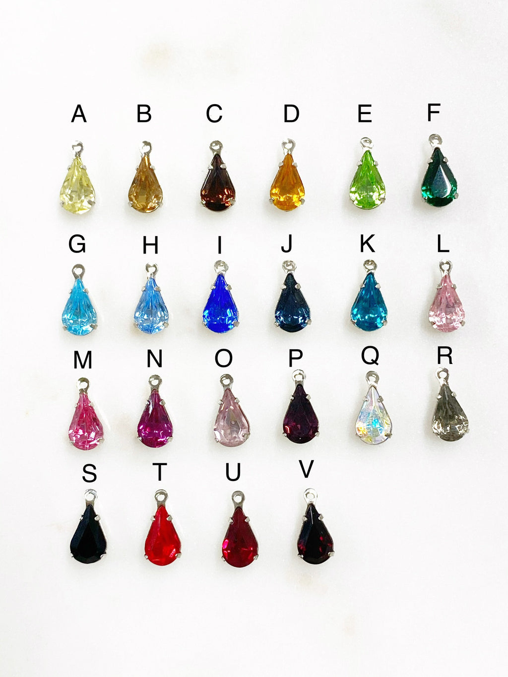 Base Metal Swarovski Crystal Tear Drop Rhinestone Crystal Beads (5pc)