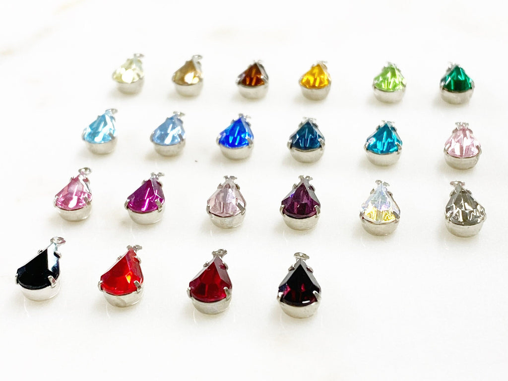 Base Metal Swarovski Crystal Tear Drop Rhinestone Crystal Beads (5pc)