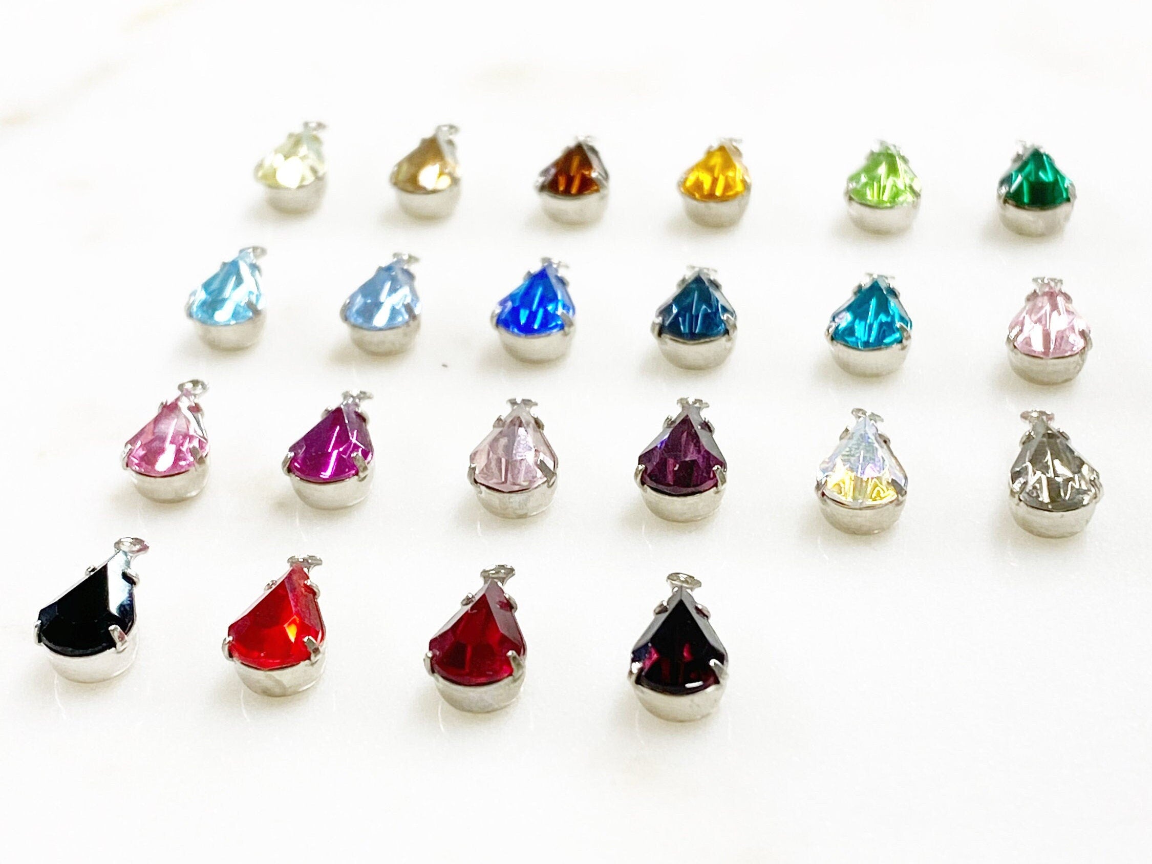 Base Metal Swarovski Crystal Tear Drop Rhinestone Crystal Beads (5pc)