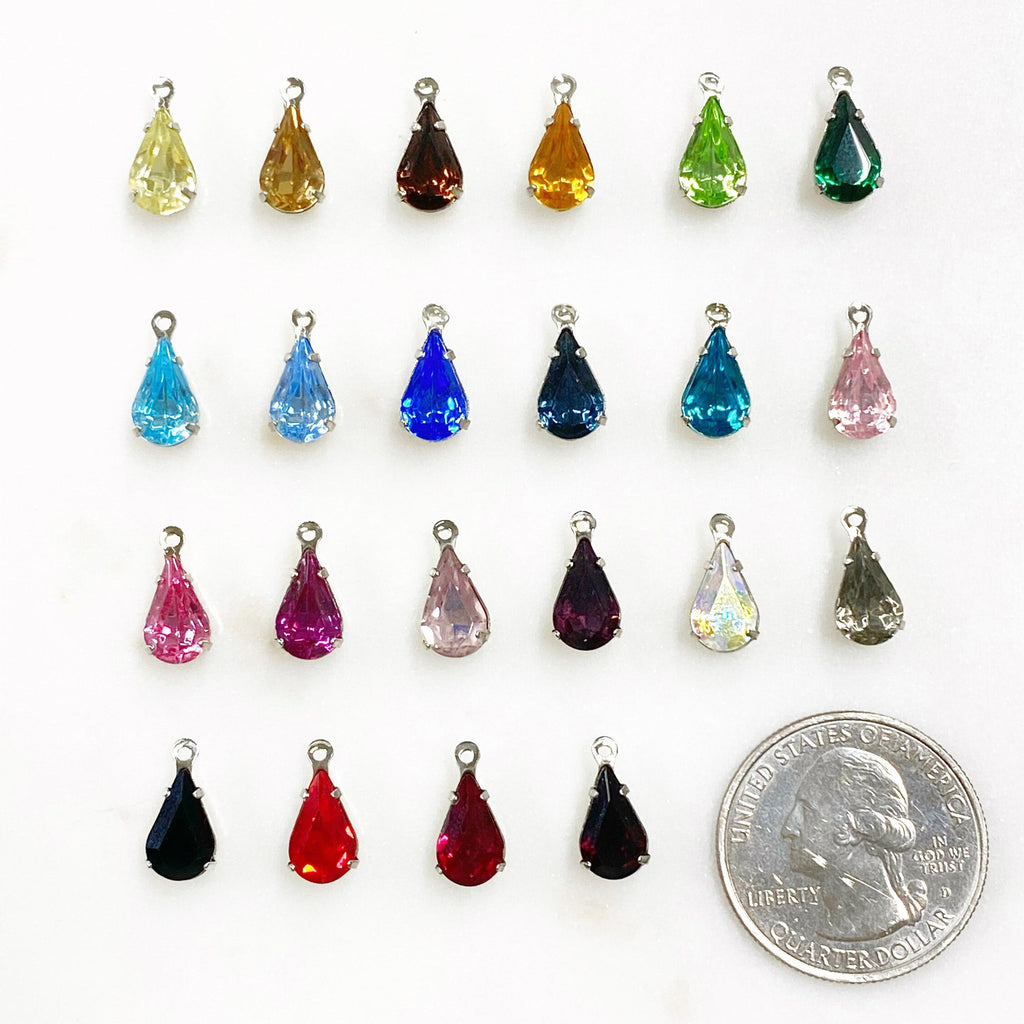 Base Metal Swarovski Crystal Tear Drop Rhinestone Crystal Beads (5pc)
