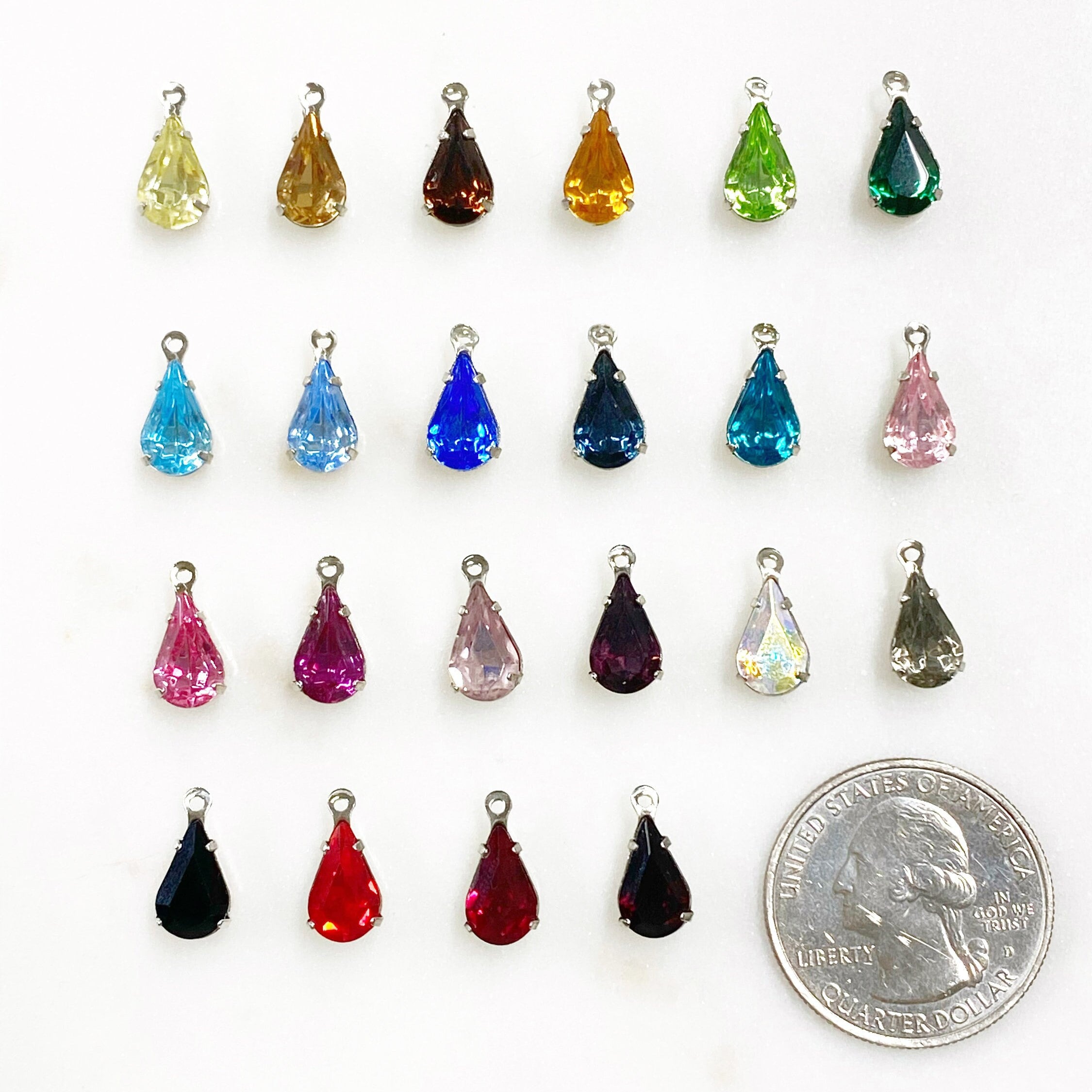Base Metal Swarovski Crystal Tear Drop Rhinestone Crystal Beads (5pc)