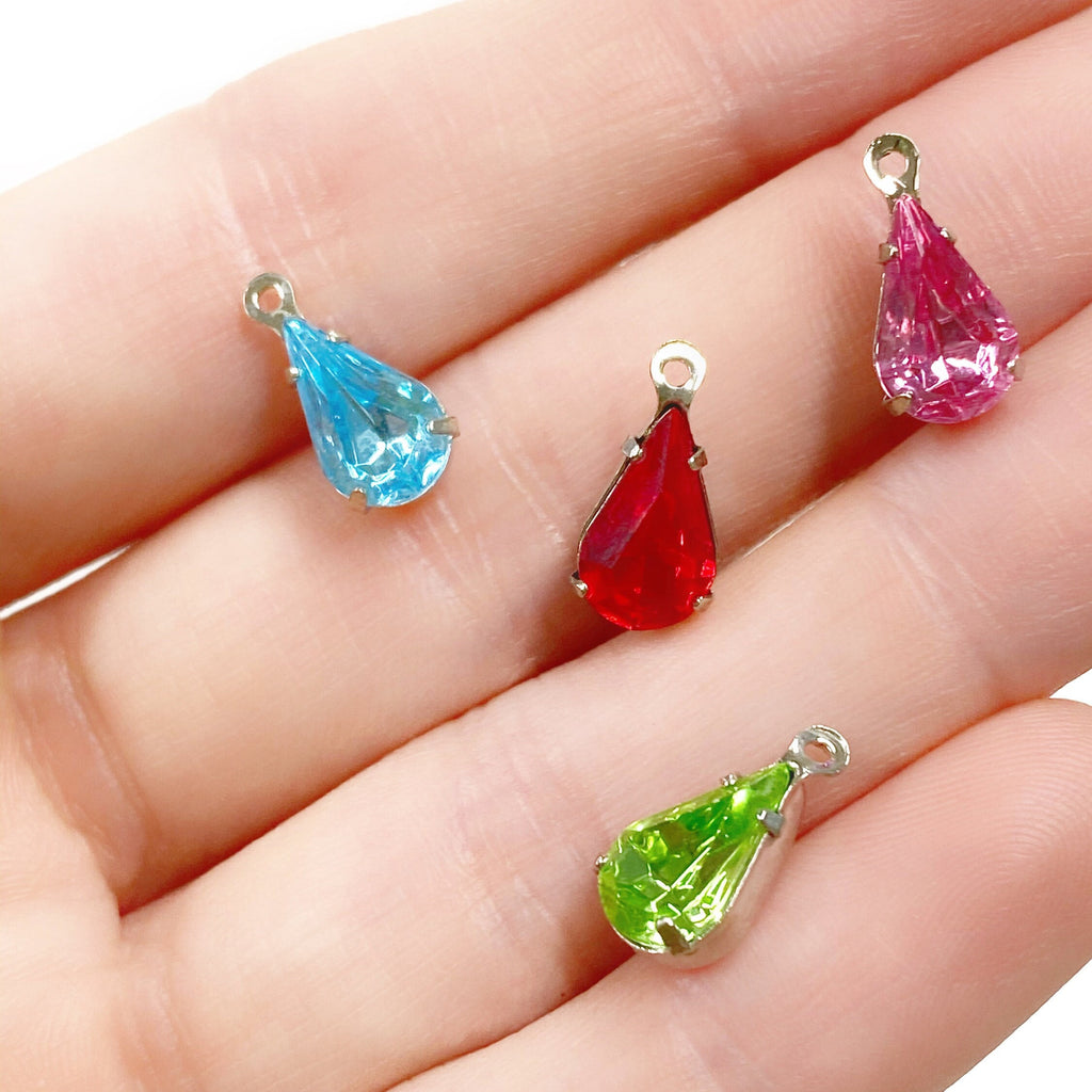 Base Metal Swarovski Crystal Tear Drop Rhinestone Crystal Beads (5pc)