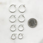 Sterling Silver Thick Flex Tube Hoop Earrings 20mm 18mm 15mm 12mm (2pc)