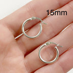 Sterling Silver Thick Flex Tube Hoop Earrings 20mm 18mm 15mm 12mm (2pc)