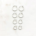 Sterling Silver Thick Flex Tube Hoop Earrings 20mm 18mm 15mm 12mm (2pc)