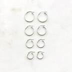 Sterling Silver Thick Flex Tube Hoop Earrings 20mm 18mm 15mm 12mm (2pc)